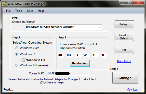 Win7 MAC Address Changer 2.0