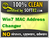 Soft82 100% Clean Award For Win7 MAC Address Changer