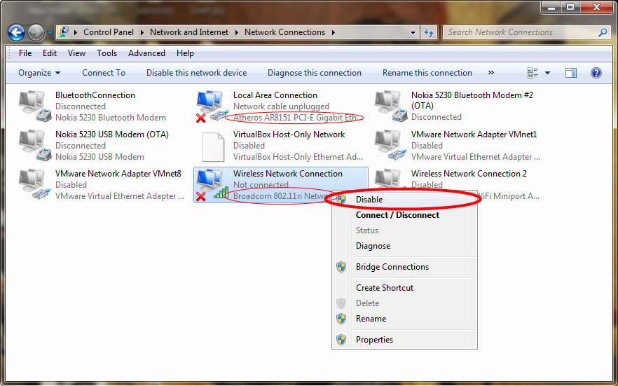 Enable Wired Network Adapter Windows Vista